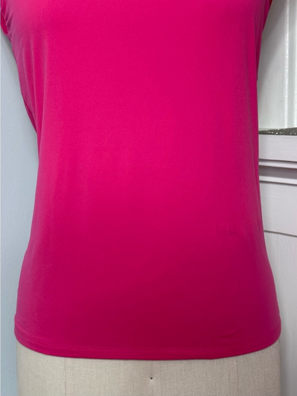 White House Black Market FORME All Ways Stretch Square Neck Top Hot Pink Large - Picture 4 of 8